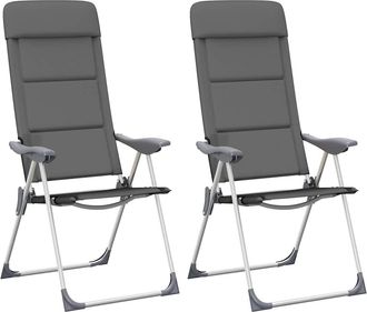 vidaXL Sillas De Camping De Aluminio 2 Unidades Gris 58x69x111 Cm Vidaxl