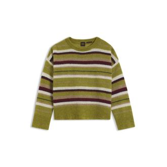BOSS Oversized-fit alpaca-blend sweater with stripes