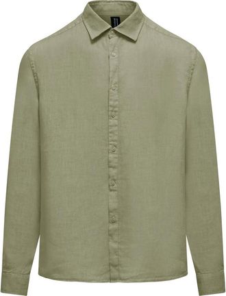 Bomboogie Camicia a maniche lunghe in lino - - Shirts - Uomo - Verde - S