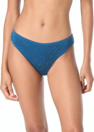 Michael Kors Rhinestone Studded Solids Bikini Bottom in River Blue at Nordstrom, Size Medium