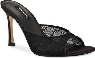 Nine West Kiscop Lace Slide Sandal in Black at Nordstrom, Size 5.5