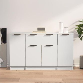 vidaXL Credenze 3 pz Bianco in Legno Multistrato vidaXL