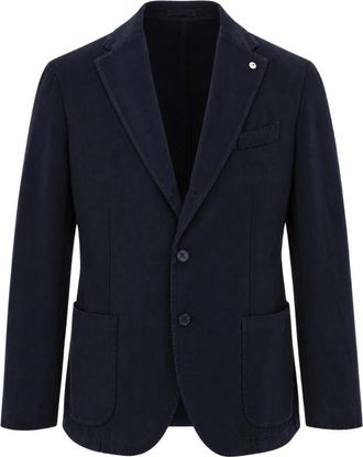 Lubiam Giacca monopetto - Heren - Blazers - Blauw - XL - Katoen - Jassen