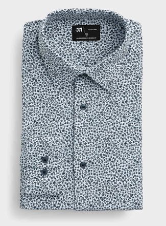 Le 31 Mens Contrast micro-flower shirt Modern fit