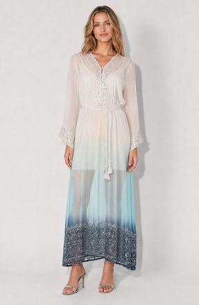 Calypso St. Barth Camelia Dress in White/teal/indigo Ombre at Nordstrom, Size Medium