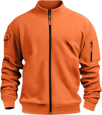 Generic Sweatshirts for Men UK Zip Up Long Sleeve Casual Pullover Sweatshirt No Hood Lightweight Outdoor Jacket Coat Outwear Designer Work Jumpers Gym Activew
