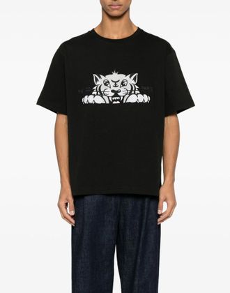 Kenzo Mens Gots Happy Tiger Logo T-Shirt Black Clothing > Polo & T-Shirts