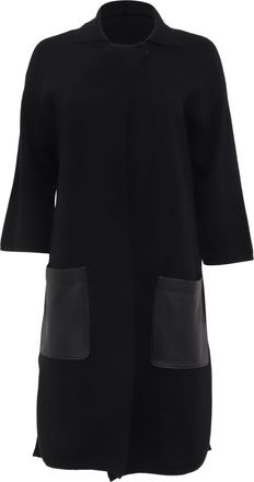 Max Mara Studio Single-Breasted Coat with Pockets in Black Silk
