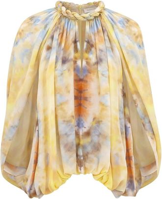 Zimmermann Alchemy Twist Billow Braided-neck Blouse