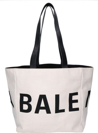 Balenciaga Beige Black Canvas Tote Bag (Pre-Owned)