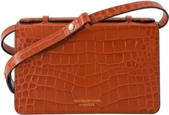 Victoria Beckham Crocodile-Embossed Calfskin Crossbody Bag Orange