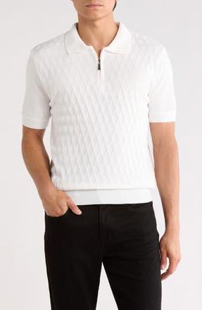 Tom Baine Half Zip Knit Polo Sweater in White at Nordstrom Rack, Size Xx-Large