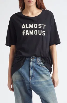 R13 Relaxed Almost Famous Cotton & Cashmere Graphic T-Shirt in Black at Nordstrom, Size X-Small