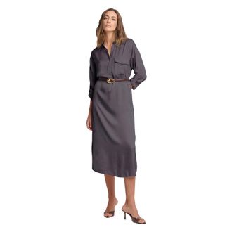 Kocca Shirt-stijl Lange Jurk - Dames - Casual kleedjes - Zwart - L - Kleedjes