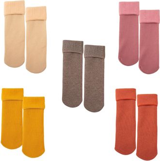 Generic Super Plush & Thermal Socks | Your Cuddly Companions for Winter - Womens Extra Warm Fleece-Lined Winterwear, Cosy Thick Ladies Essential (5PCA-B)