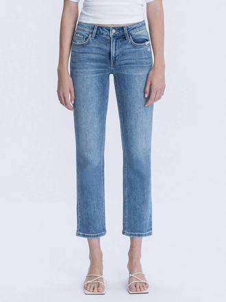 Flying Monkey Mid Rise Ankle Slim Straight Jeans In Medium