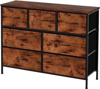 Levede Levede Chest of Drawers 7 Drawer Storage for Bedroom Living Room in Brown Black