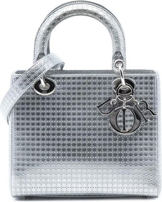 Dior Pre-owned Dior Medium Metallic Patent Microcannage Lady Dior 01-BO-1116
