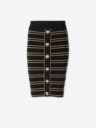 Balmain Striped Midi Skirt