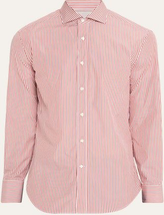 Brunello Cucinelli Mens Narrow Striped Long-Sleeve Shirt