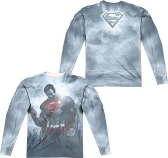 Gildan Superman Light Of The Sun (Front/Back Print) Long Sleeve Adult Poly Crew Tee / T-Shirt