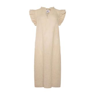 Tiffany & Co. Etta Frill Jurk - Dames - Casual kleedjes - Beige - Xs/S - Linnen - Kleedjes