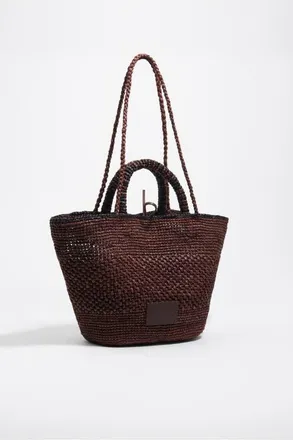 Bimba & Lola Large Raffia Bag in Nut at Nordstrom