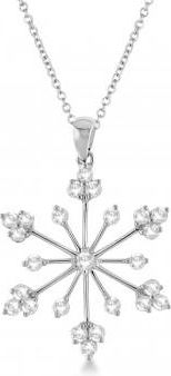 Allurez Snowflake Shaped Diamond Pendant Necklace 14k White Gold (0.77ct)