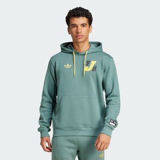 adidas Originals Mens Jamaica VRCT Hoodie - Green Cotton - Size X-Small