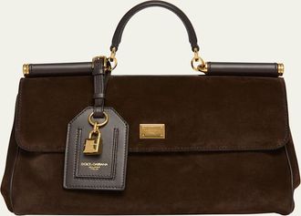 Dolce & Gabbana My Sicily Suede and Leather Top-Handle Bag