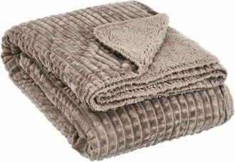 Home Heavenly Manta Franela 160x220 Cm Araia, De Brocado Aterciopelado Vertical Color: Taupe - Home Heavenly