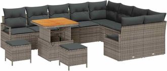 vidaXL Conjunto De Sof&aacute; De Jard&iacute;n 12 Pcs Gris 80 X 80 X 71 Cm Vidaxl