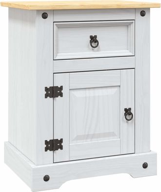 vidaXL Vidaxl - Mesita De Noche Corona Range Pino Mexicano Blanco 53x39x67 Cm