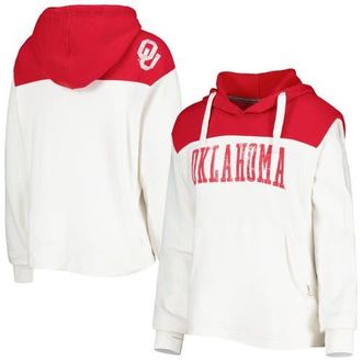 Pressbox Womens Pressbox White/Crimson Oklahoma Sooners Chicago 2-Hit Yoke Pullover Hoodie at Nordstrom, Size Medium