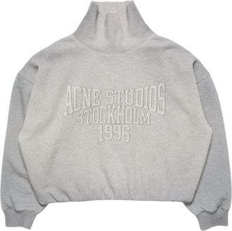 Acne Studios Fleece Sweatshirt met Logo - Dames - Sweatshirts - Grijs - XS - Katoen - Hoodies & sweatvesten