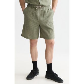 Scotch & Soda Drawstring Seersucker Shorts in Oil Green at Nordstrom, Size Xx-Large