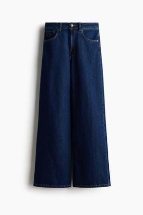 H&M Wide Ultra High Jeans in Dark Denim Blue at Nordstrom, Size 18