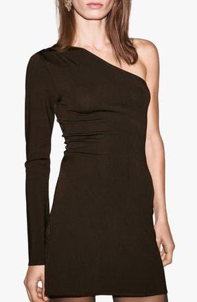 Mango Single Long Sleeve Body-Con Minidress in Chocolate at Nordstrom Rack, Size 6