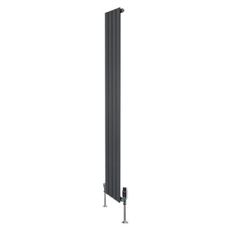 MonsterShop Flat Single Column Radiator & Valves - 1800mm x 280mm - Anthracite in Grey