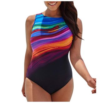 Generic Women Plus Size Onepiece Swimsuit,Big Size High Scoop Neck Gradient Monokini,Push Up Tummy Control High Waisted Wrap Swimwear Bathing Suit Swimsuit Sp