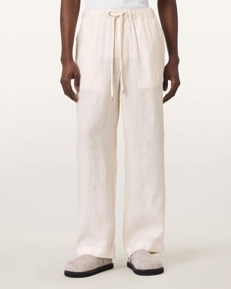 AllSaints Linen Sharp Straight Leg Linen Trousers, Size: XXL