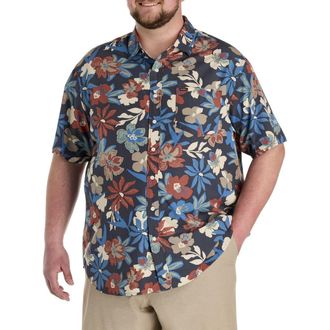 O'Neill Big & Tall Eco Standard Floral Sport Shirt in Graphite at Nordstrom, Size Xx-Large