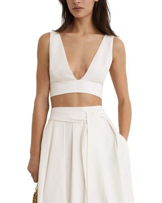 Reiss Simone Tie Back Plunge Cropped Top