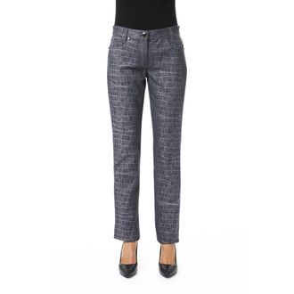 Byblos Slim Fit Jeans, female, Black, W33, Crocodile Print Trousers with Front and Back Pockets