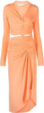 Off-white cut-out draped dress - women - Viscose/Elastane - 44 - Orange