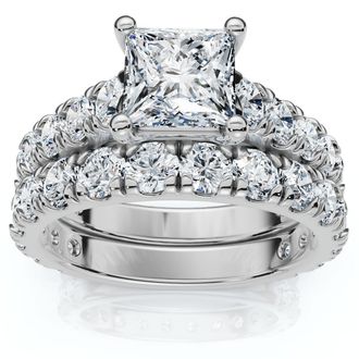 Pompeii3 Certified 3Ct Princess Cut Diamond Engagement Ring Set 14k Gold Lab Grown