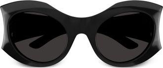 Balenciaga Black Oversize Round-Frame Sunglasses - Womens - Acetate