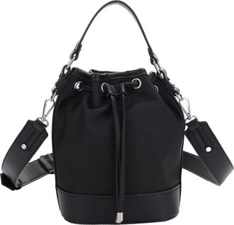 Mali + Lili Ella Nylon & Vegan Leather Bucket Bag in Black at Nordstrom