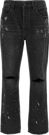 Purple P011 Knee Slit Paint Jeans