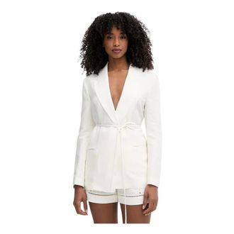 Twinset Linnen Blend Blazer - Dames - Blazers - Beige - XL - Linnen - Jassen